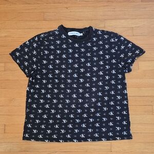 Calvin Klein Black CK Logo Patterned Men's T_Shirt Size XL